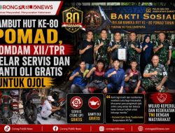 Sambut HUT ke-80 Pomad, Pomdam XII/Tpr Gelar Servis dan Ganti Oli Gratis Untuk Ojol