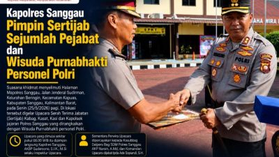 Kapolres Sanggau Pimpin Sertijab Sejumlah Pejabat dan Wisuda Purnabhakti Personel Polri