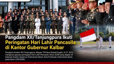 Pangdam XII/Tanjungpura Ikuti Peringatan Hari Lahir Pancasila di Kantor Gubernur Kalbar 