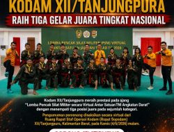 Tim Pencak Silat Kodam XII/Tanjungpura Raih Tiga Gelar Juara Tingkat Nasional