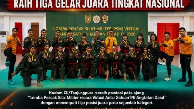 Tim Pencak Silat Kodam XII/Tanjungpura Raih Tiga Gelar Juara Tingkat Nasional
