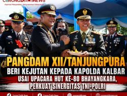 Pangdam XII/Tanjungpura Beri Kejutan Kepada Kapolda Kalbar Usai Upacara HUT Ke-80 Bhayangkara, Perkuat Sinergitas TNI-Polri