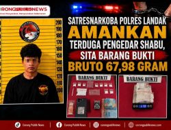 Satresnarkoba Polres Landak Amankan Terduga Pengedar Shabu, Sita Barang Bukti Bruto 67,98 Gram