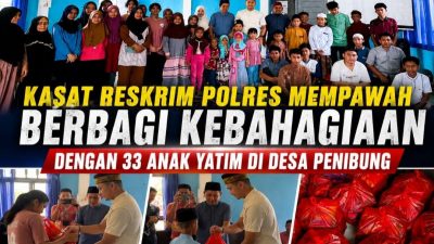 Kasat Reskrim Polres Mempawah Berbagi Kebahagiaan Dengan 33 Anak Yatim di Desa Penibung
