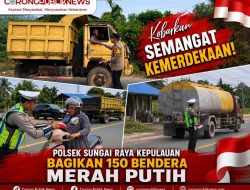 Kobarkan Semangat Kemerdekaan, Polsek Sungai Raya Kepulauan Bagikan 150 Bendera Merah Putih