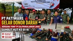 PT Patiware Gelar Donor Darah Bersama Yonif TP 326/Pengalangok Libau Sambut HUT ke-81 RI