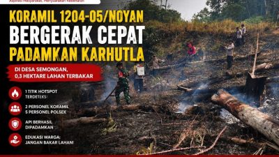 Koramil 1204-05/Noyan Bergerak Cepat Padamkan Karhutla di Desa Semongan, 0,3 Hektare Lahan Terbakar