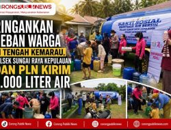 Ringankan Beban Warga di Tengah Kemarau, Polsek Sungai Raya Kepulauan dan PLN Kirim 8.000 Liter Air