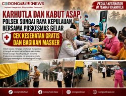 Karhutla dan Kabut Asap, Polsek Sungai Raya Kepulauan Bersama Puskesmas Gelar Cek Kesehatan Gratis dan Bagikan Masker