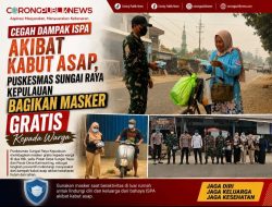 Cegah Dampak ISPA Akibat Kabut Asap, Puskesmas Sungai Raya Kepulauan Bagikan Masker Gratis Kepada Warga