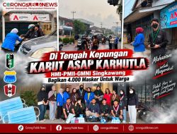 Di Tengah Kepungan Kabut Asap Karhutla, HMI-PMII-GMNI Singkawang Bagikan 4.000 Masker Untuk Warga