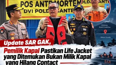 Pencarian Rombongan Arupadatu 1 Berlanjut, Polda Banten Pastikan Life Jacket Bukan Milik Kapal